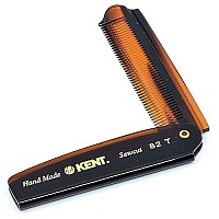 Kent 82T 4 Handmade Folding Pocket Comb For Men, Fine Tooth Hair Comb Straightener For Everyday Grooming Styling Hair, Beard Or Mustache, Use Dry Or With Balms, Saw Cut Hand Polished, Made In England