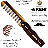 Kent 82T 4 Handmade Folding Pocket Comb For Men, Fine Tooth Hair Comb Straightener For Everyday Grooming Styling Hair, Beard Or Mustache, Use Dry Or With Balms, Saw Cut Hand Polished, Made In England