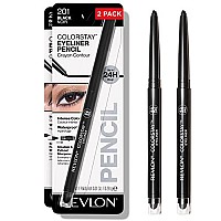 Revlon Pencil Eyeliner, gifts for Women, Stocking Stuffers, colorStay Eye Makeup with Built-in Sharpener, Waterproof, Smudge-proof, Longwearing with Ultra-Fine Tip, 201 Black, 2 Pack