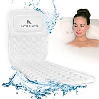 Bath Haven Bath Pillow for Bathtub - Full Body Mat & cushion Headrest for Women and Men, Luxury Pillows for Neck and Back in Shower Tub or Jacuzzi - Powerful Suction cups - Spa Accessories Original