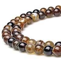 MJDcB Natural Stone Beads coffee Stripe Agate Round Loose Beads for Jewelry Making DIY Bracelet Necklace (6mm)