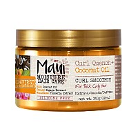 Maui Moisture Curl Quench + Coconut Oil Hydrating Curl Smoothie, Creamy Silicone-Free Styling Cream For Tight Curls, Braids, Twist-Outs & Wash & Go Styles, Vegan & Paraben-Free, 12 Oz