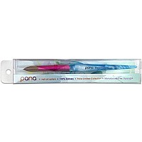 PANA USA Acrylic Nail Brush Pure Kolinsky Hair Acrylic White Swirl Blue Handle with Pink Ferrule Round Shaped - Size 16