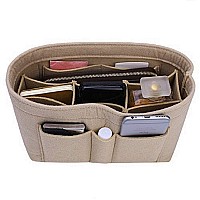 Purse Organizer Insert, Felt Bag Organizer For Handbag Purse Organizer,13 colors, 6 Size(Medium, Beige)