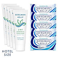 BERGMAN KELLY Rectangle Soap Bars, 2in1 Shampoo & Conditioner 2-Piece Set (White Tea, 1 oz each, 100 pc), Delight Your Guests with Revitalizing & Refreshing Sanitary Toiletries & Hotel Amenities