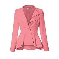 Women Double Notch Lapel Office Blazer JK43864 1073T Light cORA S