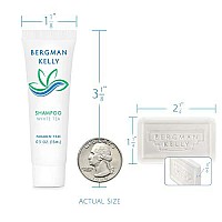 BERGMAN KELLY Rectangular Hotel Soap Bars, Shampoo & Conditioner 3-Piece Set (0.5 oz each, 150 pc, White Tea), Delight Guests w/Revitalizing & Refreshing Mini Travel Toiletries & Bulk Amenities