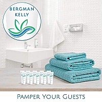 BERGMAN KELLY Rectangular Hotel Soap Bars, Shampoo & Conditioner 3-Piece Set (0.5 oz each, 150 pc, White Tea), Delight Guests w/Revitalizing & Refreshing Mini Travel Toiletries & Bulk Amenities