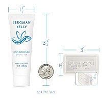 BERGMAN KELLY Rectangular Hotel Soap Bars, Shampoo & Conditioner 3-Piece Set (1 oz each, 150 pc, White Tea), Delight Guests with Revitalizing & Refreshing Mini Travel Toiletries & Bulk Amenities