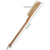 Bath Body Brush Long Handle Wooden Shower Brush with Natural Bristles