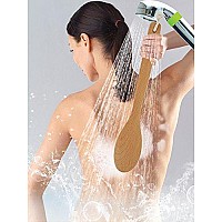 Bath Body Brush Long Handle Wooden Shower Brush with Natural Bristles