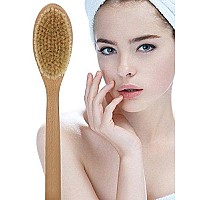 Bath Body Brush Long Handle Wooden Shower Brush with Natural Bristles