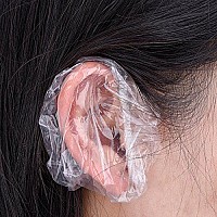 100 Pack Clear Disposable Ear Protectors Waterproof Ear Covers For Hair Dye, Shower, Bathing