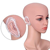 100 Pack Clear Disposable Ear Protectors Waterproof Ear Covers For Hair Dye, Shower, Bathing