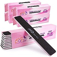 PANA Jumbo Double-Sided Emery Nail File for Manicure, Pedicure, Natural, and Acrylic Nails - Black (Grit 80/80) - 50 Piece Pack