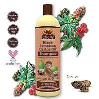 Okay | Black Jamaican Castor Oil Moisture Growth Shampoo | For All Hair Types & Textures | Moisturize & Regrow Hair | With Argan Oil | Free Of Paraben, Silicone, Sulfate , White , 33 Oz