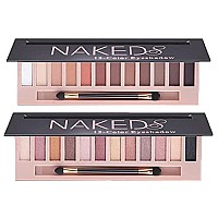 BestLand 2 Pack 12 Colors Makeup Nude Colors Eyeshadow Palette Natural Nude Matte Shimmer Glitter Pigment Eye Shadow Pallete Set Waterproof Smokey Professional Beauty Makeup Kit (2 PCS)