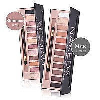 BestLand 2 Pack 12 Colors Makeup Nude Colors Eyeshadow Palette Natural Nude Matte Shimmer Glitter Pigment Eye Shadow Pallete Set Waterproof Smokey Professional Beauty Makeup Kit (2 PCS)