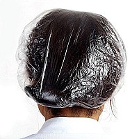 100 Pcs Disposable Plastic Thick Shower Caps Clear Elastic Bath Cap For Women Spa,Home Use,Hotel And Hair Salon,Pack Of 100 Individually Wrapped