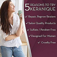 Keranique Deep Hydrating Shampoo And Conditioner Set For Hair Growth And Thinning Hair | Keratin Hair Treatment | Keratin Amino Complex, Free Of Sulfates, Dyes And Parabens, 8 Fl Oz