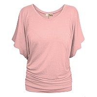 Womens Boat Neck Dolman Top Shirt KT44130 Blush M