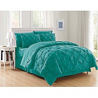 Elegant comfort Luxury Best, Softest, coziest 8-Piece Bed-in-a-Bag comforter Set on Amazon Silky Soft complete Set Includes Bed Sheet Set with Double Sided Storage Pockets, Kingcal King, Turquoise