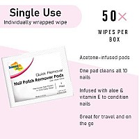 Diamond Wipes Nail Polish Remover Pads with Aloe Vera, 50 Individually Wrapped Acetone Wipes -