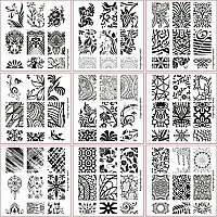 Finger Angel 10Pcs Nail Plates +1 Nail Stamper + 1 Nail Scraper Nail Art Image Stamp Stamping Plates Manicure Template Nail Art Tools (A1-10)