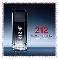 Carolina Herrera 212 Vip Black Fragrance For Men - Energetic And Spicy Scent - Notes Of Lavender, Black Vanilla Husk And Musk - Skin Friendly - Aromatic Fougere Fragrance - Edp Spray - 3.4 Oz