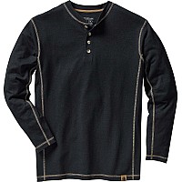 Legendary Whitetails Mens Standard Maverick Slub Henley Shirt, Black, Medium