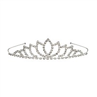 Silver Lotus Style Rhinestone Metal Tiara - 1Pc