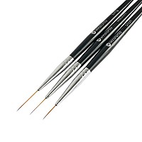 Winstonia Striping Nail Art Brushes For Long Lines, Details, Fine Designs 3 Pcs Striper Brushes Set - Amazing Trio