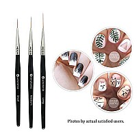 Winstonia Striping Nail Art Brushes For Long Lines, Details, Fine Designs 3 Pcs Striper Brushes Set - Amazing Trio