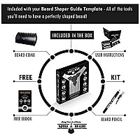 Beard Shaper & Beard Shaping Tool For Men, Beard Lineup Guide Template, Perfect For Styling And Edging, Includes Dual Action Beard Comb & Barber Pencil Liner