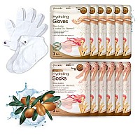 Epielle Hydrating Hand & Foot Masks (glove & Socks 12pk) for Dry Hand, Dry & cracked Heel Spa Day Shea Butter + Jojoba Oil + Vitamin E, Beauty Mothers Day gifts