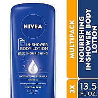 NIVEA Nourishing In Shower Lotion, Body Lotion for Dry Skin, 13.5 Fl Oz Bottle(Pack of 3)