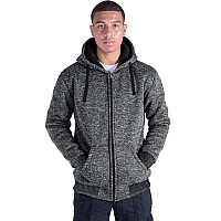 Plus Size S-5XL Marled Fleece Hoodie for Men Heavyweight Sherpa Lined Full Zip Up Big&Tall Long Sleeve Winter Jacket coat(Dkgrey, XL)