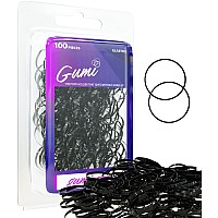 gumi 34 Inch Small Black Hair Elastics-100 Ouchless No Damage Black Elastic Hair Bands - Mini Snag Free Black Rubber Bands for Hair Bun Ponytail - Tiny Ultra Durable Small Hair Ties for Women & girls