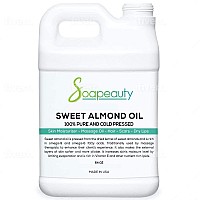 Soapeauty Sweet Almond Oil cold Pressed Refined 100% Pure Sweet Almond oil Available in Bulk carrier for Essential Oils, Almond oil for Skin, Face, and Hair, Soap Making (64 OZ)