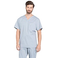 cherokee Men Scrubs Top Workwear Professionals Tuckable V-Neck WW675, M, grey