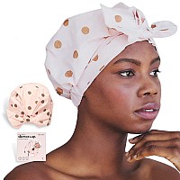 Kitsch Luxury Shower cap for Women Waterproof - Reusable Shower cap Hair cap for Shower Holiday gift Waterproof Hair Shower caps for Long Hair Non-Slip cute Shower cap One Size (Blush Dot)