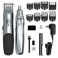 Wahl Groomsman Rechargeable Beard Trimming kit for Mustaches, Nose Hair, and Light Detailing and Grooming with Bonus Wet/Dry Electric Nose Trimmer - Model 5622v