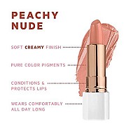 Flower Beauty Petal Pout Lipstick - Cruelty Free - Nourishing & Highly Pigmented Lip Color With Antioxidants (Peachy Nude - Cream)