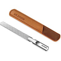 Stainless Steel Nail File With Anti-Slip Handle And Leather Case, Double Sided And Files Nails Easily For Men And Woman