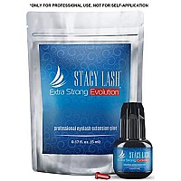 Extra Strong Evolution Eyelash Extension Glue Stacy Lash (0.17fl.oz / 5ml) / 1-2 Sec Drying time/Retention - 8 Weeks/Maximum Bonding/Professional Supplies/Black Adhesive/Semi-Permanent Extensions