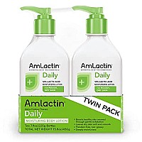 AmLactin Daily Moisturizing Lotion for Dry Skin - 7.9 oz Pump Bottles (Twin Pack) - 2-in-1 Exfoliator and Body Lotion with 12% Lactic Acid, Dermatologist-Recommended Moisturizer for Soft Smooth Skin