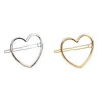 Numblartd 2 Pcs Hollow Smooth Love Heart Hair Pins Clip - Fashion Cute All-Match Hairpin Side Clamp Liu Hai Horse Tail Clip Hair Accessories For Women Lady