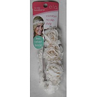 Ela No-Slip Headband Floral White Rose Hair Crown Feel Like Velvet On Back