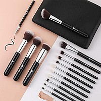 Ducare Makeup Brushes Set 15 Piece Makeup Brush Set With Bag Kabuki Foundation Blending Blush Eyeliner Shadow Brow Concealer Lip Brushes Kit Black