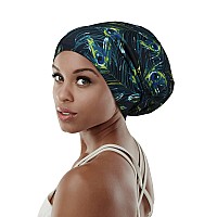 Sleeping cap,Satin Silk Liner Long Hair Women Braids Soft Bamboo Viscose Blue camo